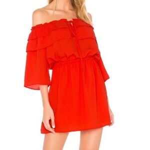 Jack by BB Dakota Dress Off The Shoulder Poppy Red Women's Size Medium